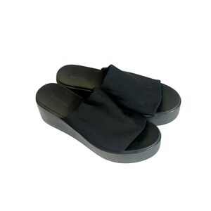 Bebe Y2K 90s Stretch Platform Slide Sandals Vintage 8 Black Slip On Shoes